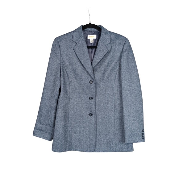 Talbots Wool Blazer Women's Size 8 Blue Gray Career Business Jacket - Picture 1 of 8